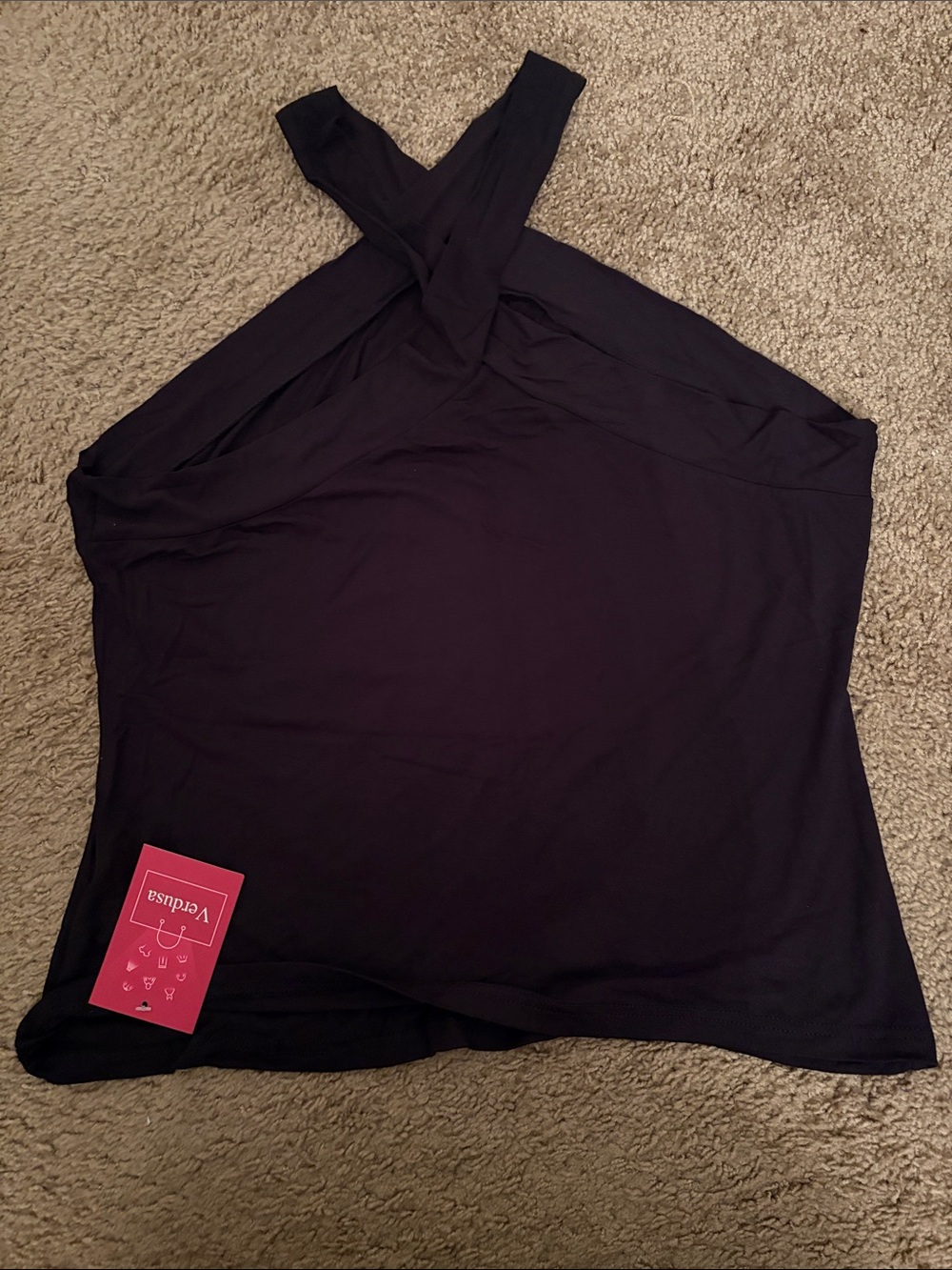 Verdusa Women's Criss Cross Halter Tank Top Black XXL NWT